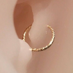20Gauge /0.8mm-14k Gold/Rose filled-925 Sterling Schimmer Diamantschliff Ring Knorpel/Tragus/Turm/Dorn/Helix/Snug Ohrring Nasenring Creolen