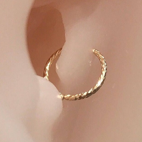 20gauge /0.8mm-14k gold/rose filled-925 sterling shimmering diamond cut ring-cartilage/tragus/rook/daith/helix/snug earring nose ring hoop