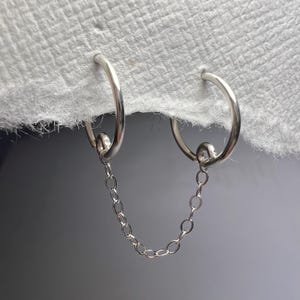 Double Hoop Chain Dangle Industrial Earrings Handcrafted Jewellery