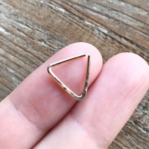 14k rose gold/gold filled-925 sterling silver  hammered triangle earring-daith tragus septum cartilage helix dainty lobe piercing simple