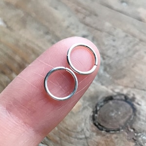 Pair of 20 gauge/0.8mm-925 sterling silver 6/7/8/9/10mm cartilage/tragus/rook/daith/helix/snug/lobe earring/ring/hoop/nose septum everyday
