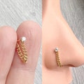Unique gold silver Implant Grade Titanium nose chain sparkle clear 2.5mm small CZ-single chain nose stud jewelry product logo