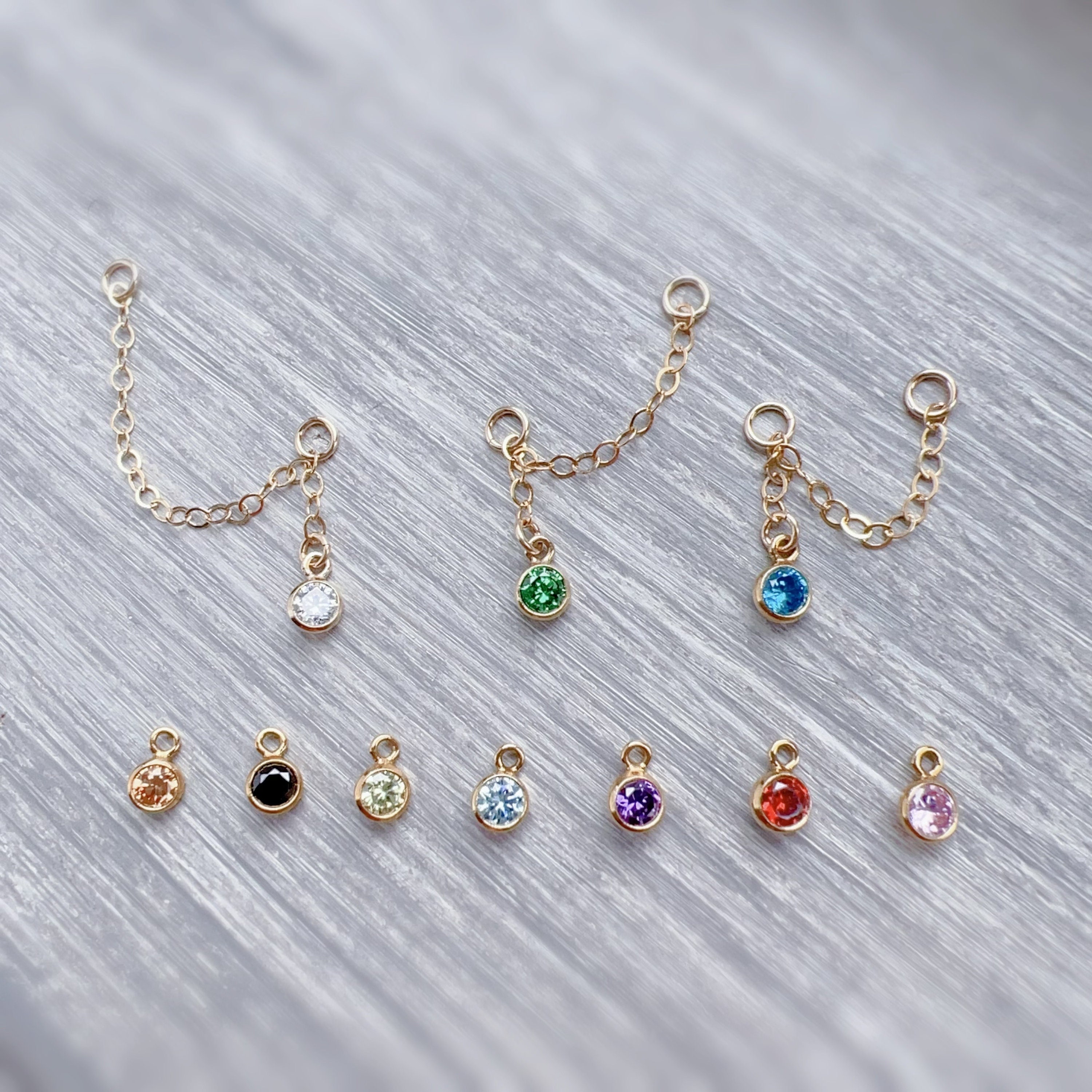 Sparkling CZ charm chain for  industrial earring lobe conch helix piercing - chain only