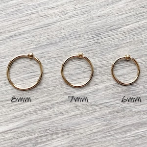 22 gauge/0.6mm-14k gold filled ring with tiny ball cartilage earring hoop nose ring tragus rook daith helix septum body jewelry