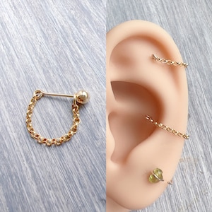 Sierlijke 14k gold filled barbell bal back-rolo ketting kraakbeen helix oorbel helix conch kwab oorbel sieraden