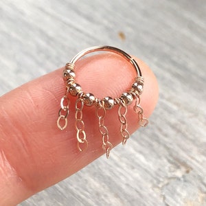 Calibro 20/22/24 14k rosa/oro riempito-argento sterling 925 piccole perline-catena orecchino cartilagine cerchio elica setto rook trago conchiglia daith gioielli