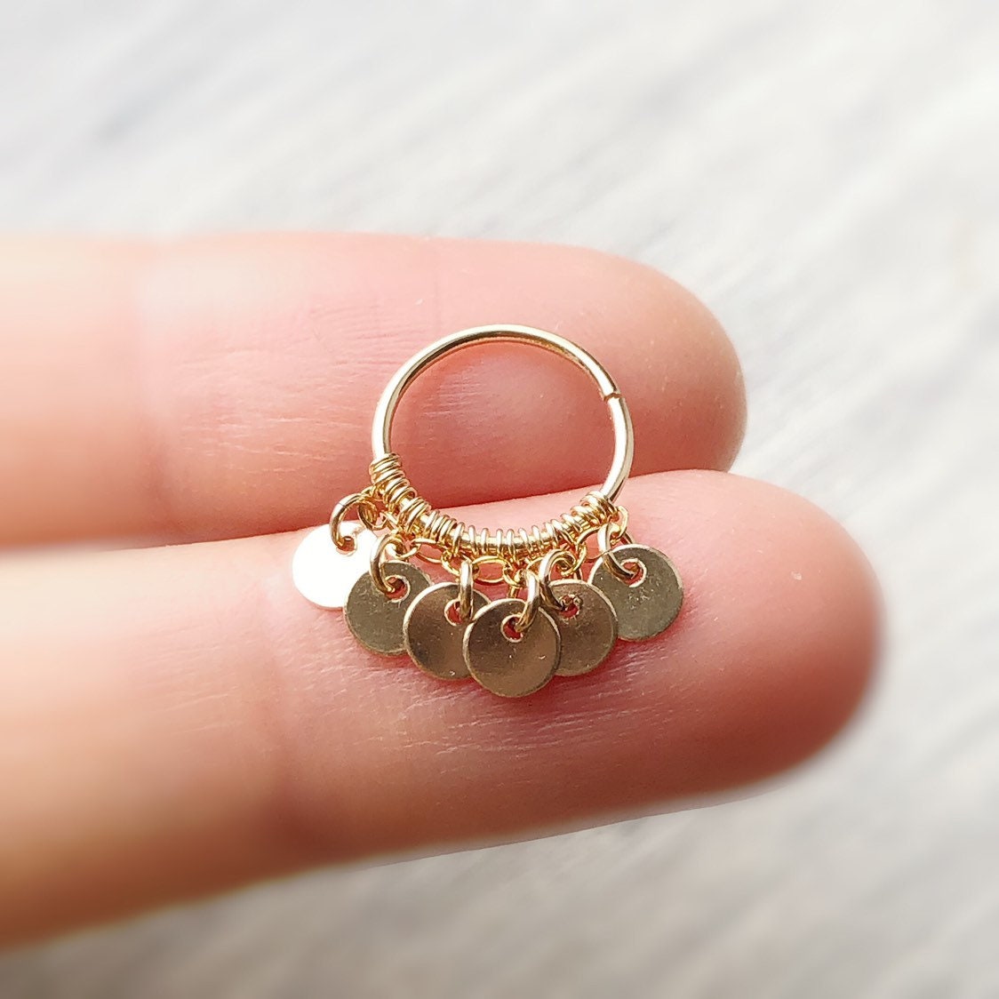 14k Gold Filled Cartilage Hoop Earring with Tiny Discs