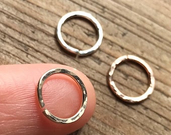 Hammered Sterling Silver Hoop Earring: Rose Gold/Gold Filled Piercing