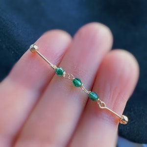 Emerald Crystal Industrial Barbell - 14K Gold Filled or 925 Sterling Silver