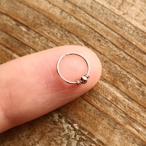 Super dünner 14k Gold/Rose Gold filled 6-7mm Knorpel/Tragus/Turm/Daith/Helix/Nasenring Creolen mit winziger Rosegold filled Perle