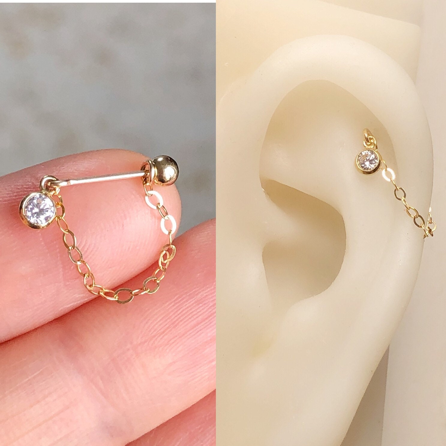 ピアス STONEHENgE 14K cubic piercing sparkles Angel Wings Piercing (single) Mix Marquise Cz Piercing, 925