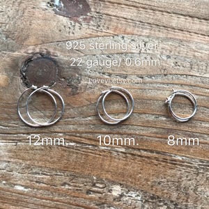 sottile 22 gauge 0.6mm 925 sterling silver 8/10/12mm cartilagine/elica/lobo/secondo lobo orecchino naso anello cerchio delicato
