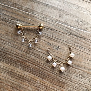 Accessories Chain jacket-14k gold filled-fresh pearls/swarovski-chains for conch lobe nipple barbells piercing