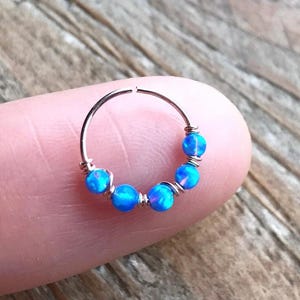 Super thin 14k gold/rose gold filled-925 sterling silver 6/7/8/9/10mm cartilage/tragus/rook/daith/helix/snug/earring/nose ring fire opal