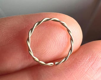 Braided Sterling Silver Nose Ring: 14K Gold Filled Twisted Earring