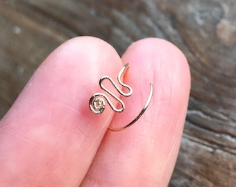 Dainty 14k Rose Gold Filled Helix Earring: Sterling Silver Spiral Nose Ring