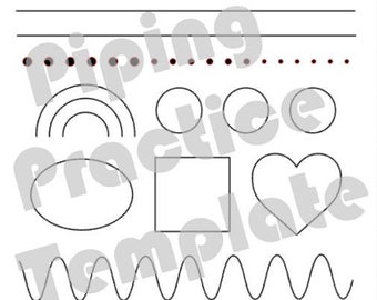 Royal Icing Beginner Piping Guide Practice Sheet Template - PDF Instant Download