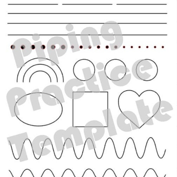 Royal Icing Beginner Piping Guide Practice Sheet Template - PDF Instant Download