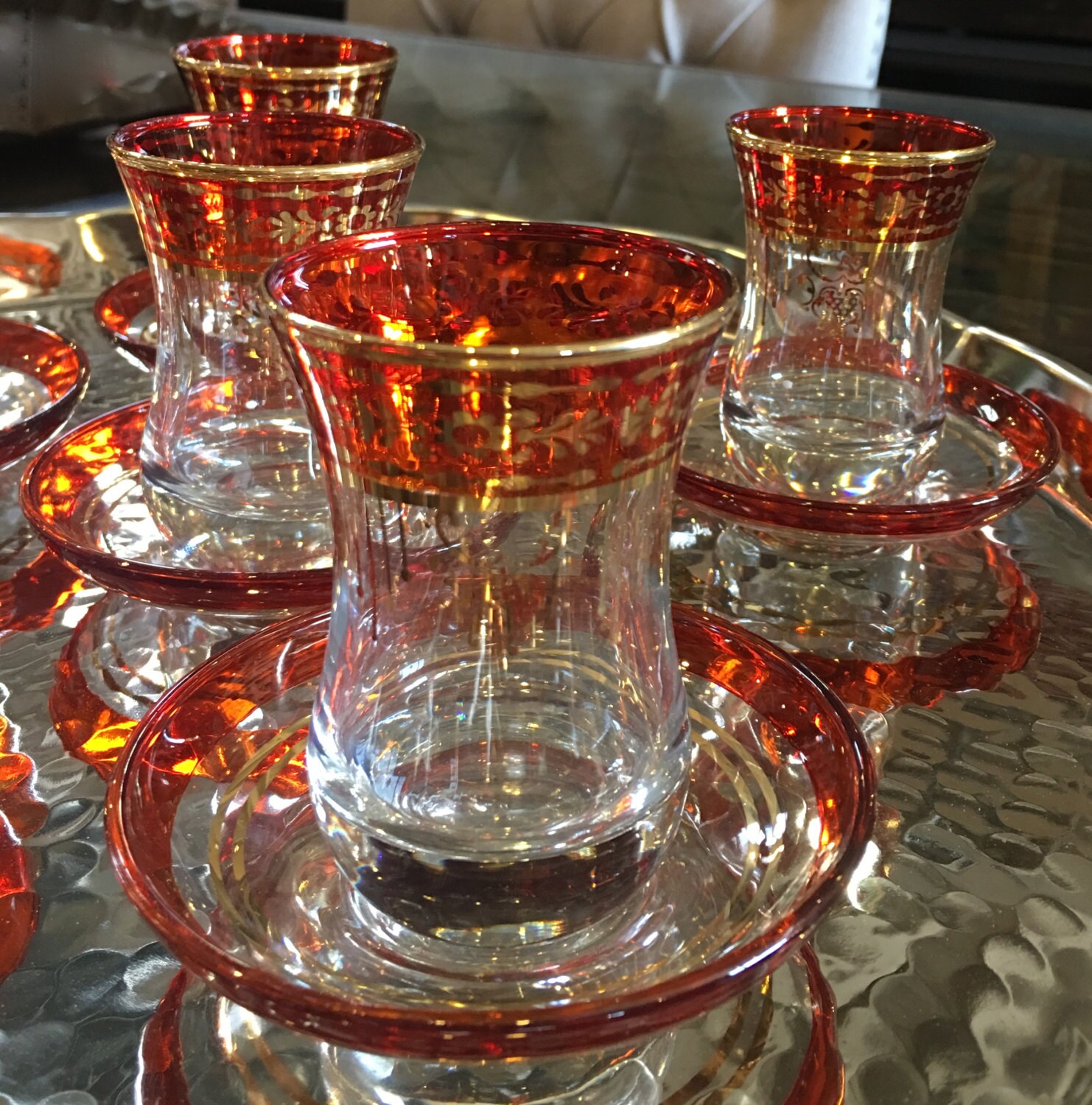 Orange And Gold Tea Glass Turkish Set Cups Authentic Water Hand Painted Coffee Orange And Gold Tea Glass Turkish Set Cups Authentic Water Hand Painted Coffee
