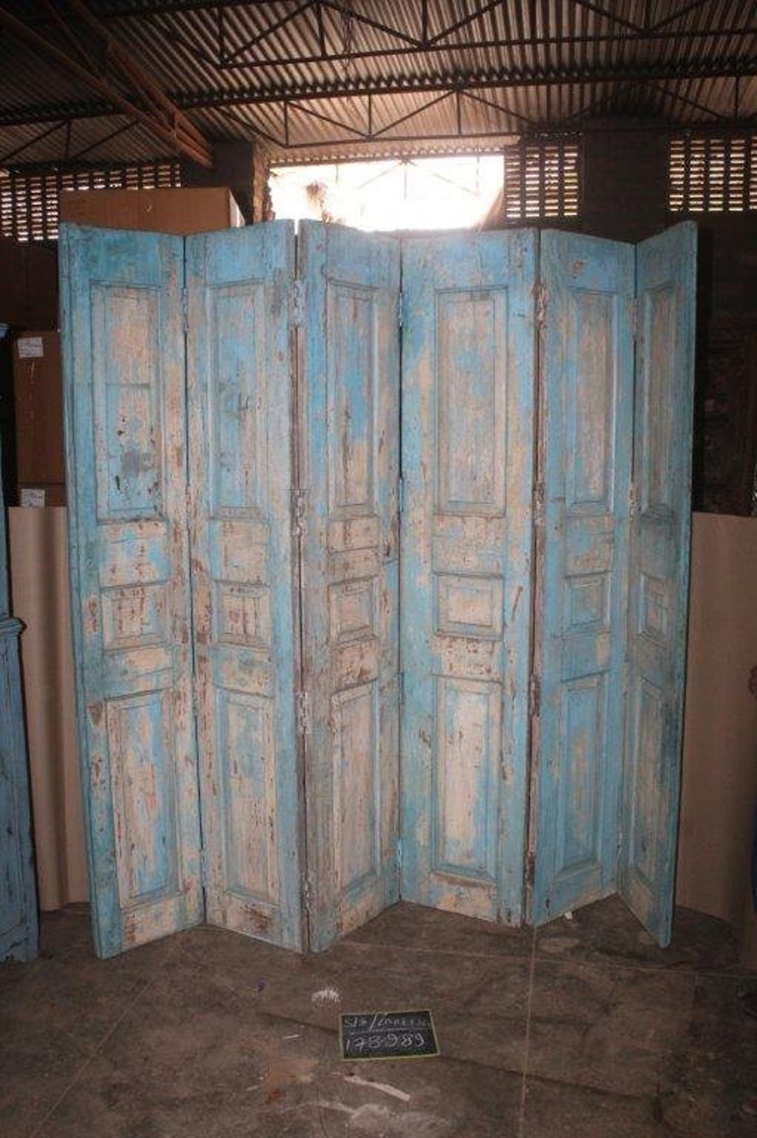 Vintage Indian Hand Painted Screen, Room Divider, Indian Decor