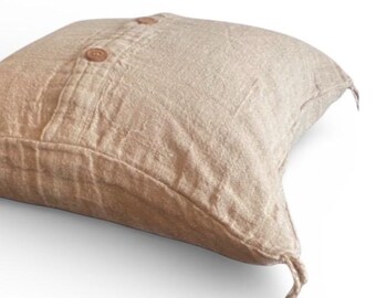 Linen Cotton Pillow Cover: Handmade Neutral Sofa Pillow