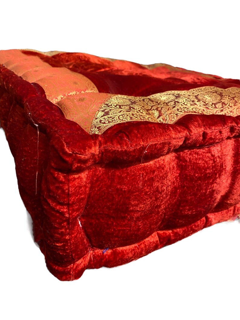 Red Velvet Fabric Floor Sitting Cushion Floor Cushion Tufted - Etsy