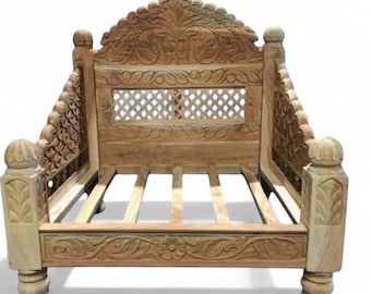 Hand Carved Neem Wood Jhula Chair: Bohemian Indian Seating