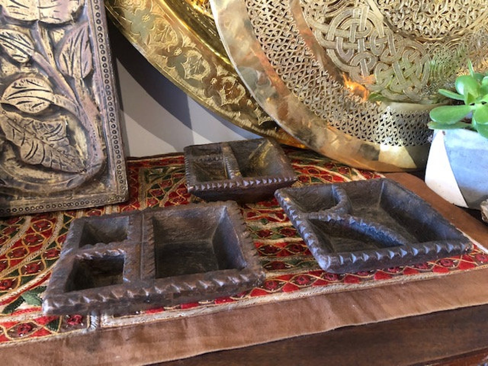 Vintage Small Wooden Indian Spice Holder Decorative Old Etsy