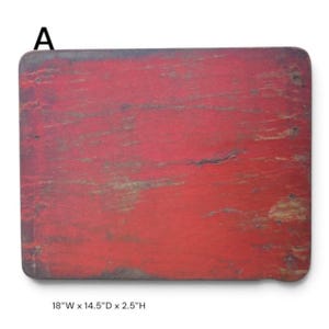 Red Vintage Indian Bajot Table: Low Wooden Accent Tray