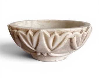 Hand-Carved Marble Bowl: Decorative Fruit Bowl (14.5” x 5.5”)