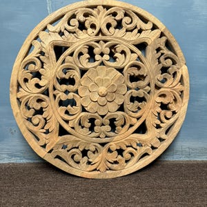 Hand Carved Rosewood Mandala Wall Hanging - 27.5”