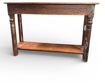 Vintage  Console Table: Reclaimed Wood Bohemian Entryway Decor