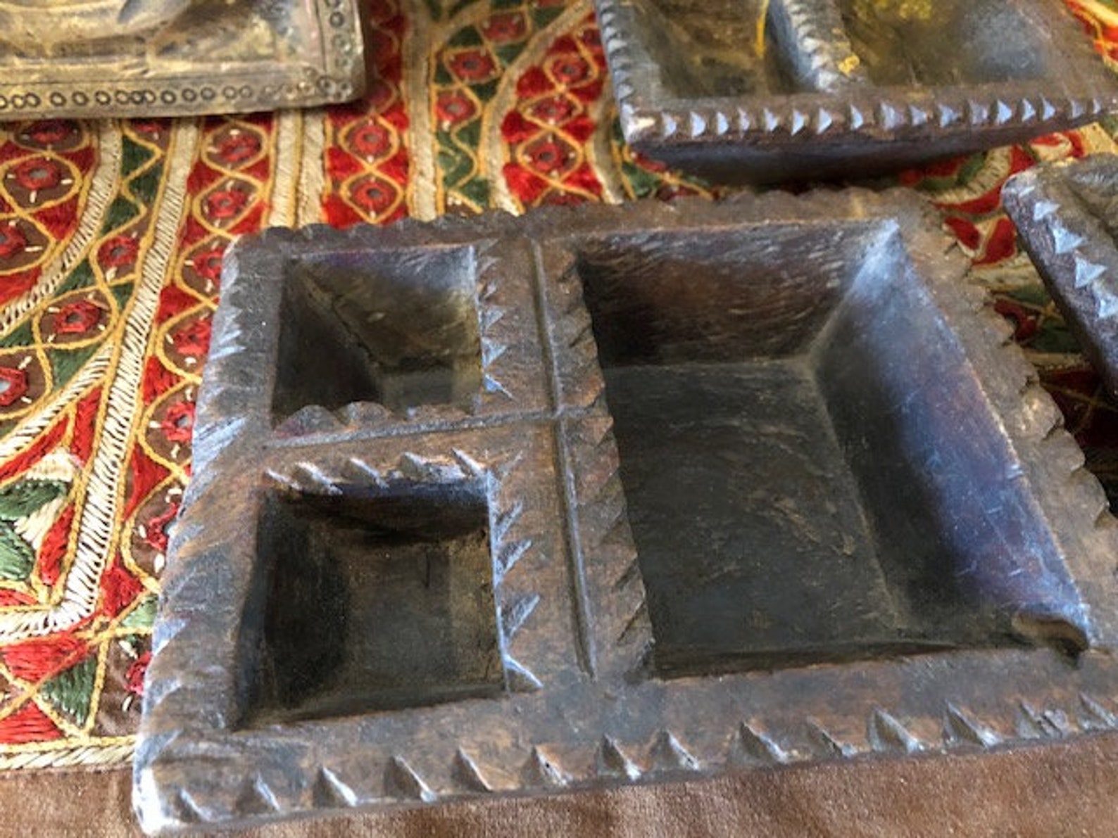 Vintage Small Wooden Indian Spice Holder Decorative Old Etsy