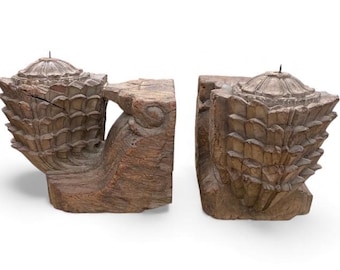 Vintage Wooden Architectural Candle Holders: One-of-a-Kind Columns