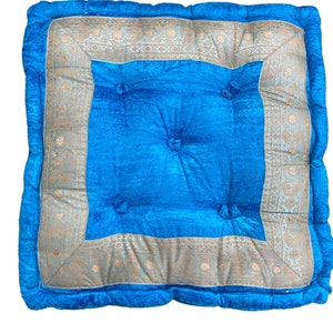 Floor cushion, Turquoise velvet fabric floor sitting cushion, Floor cushion, Tufted, large floor cushion, sofa cushions