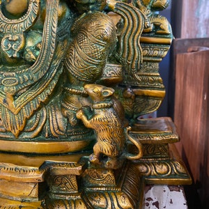 Vintage Brass Ganesh Statue: Hindu Deity on Lotus image 8
