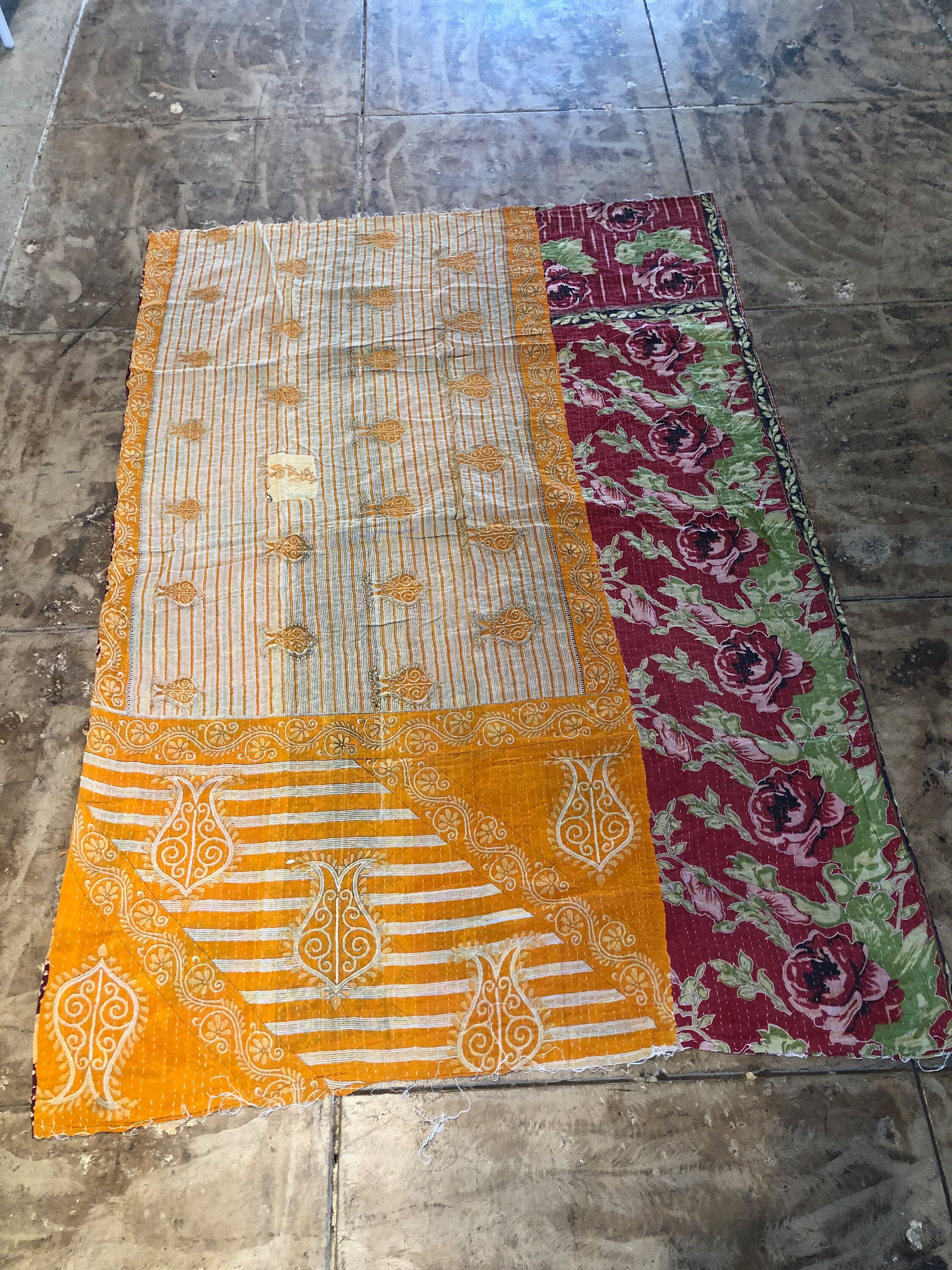 Vintage Kantha Blanket, Quilt, Throw Blanket, Kantha Quilt Indian