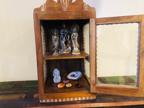 Indian Glass Showcase Glass Showcase Display Case Altar Etsy