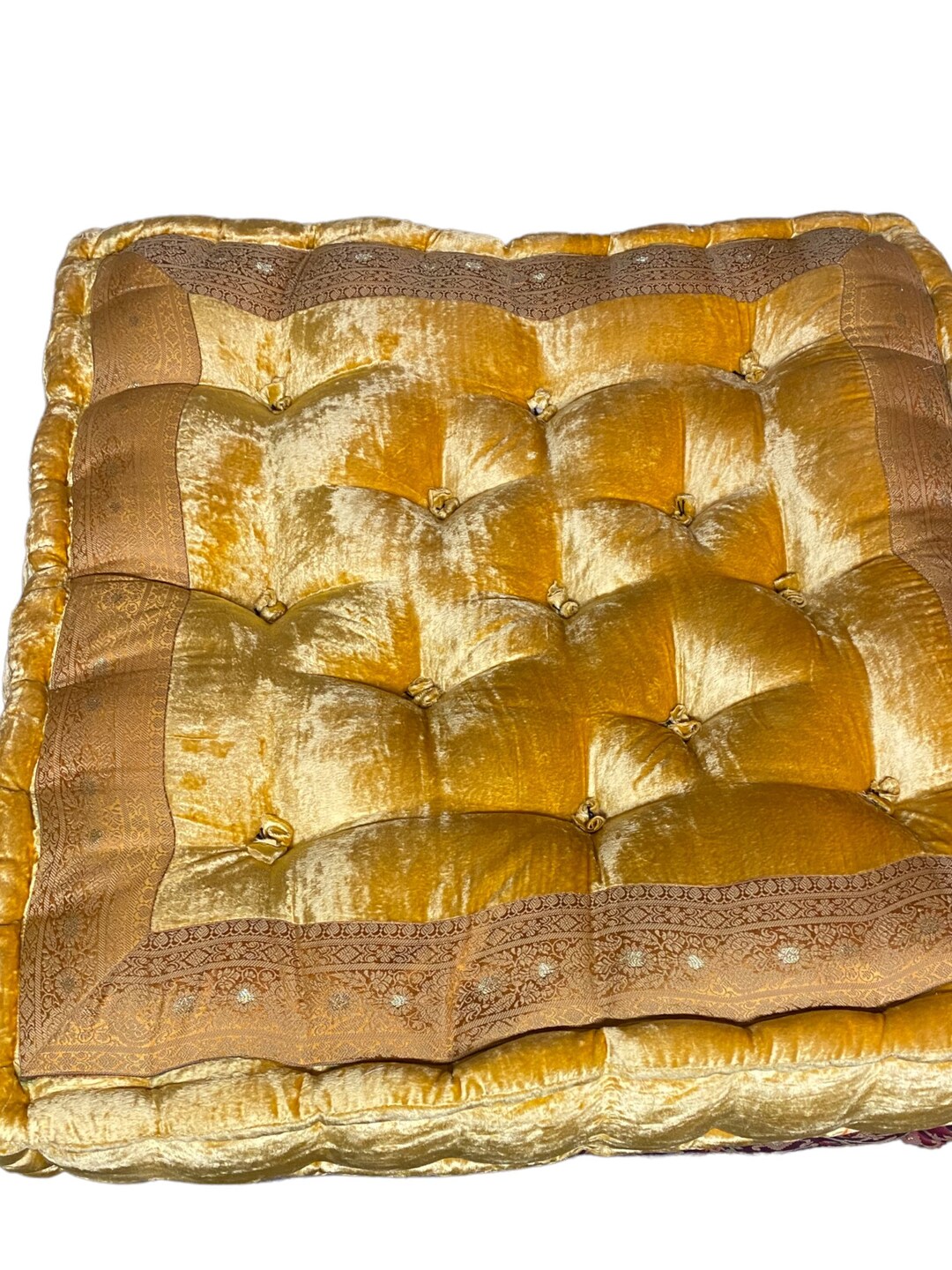 Gold Velvet Tufted Floor Cushion: Indian Lounge Pillow - Etsy
