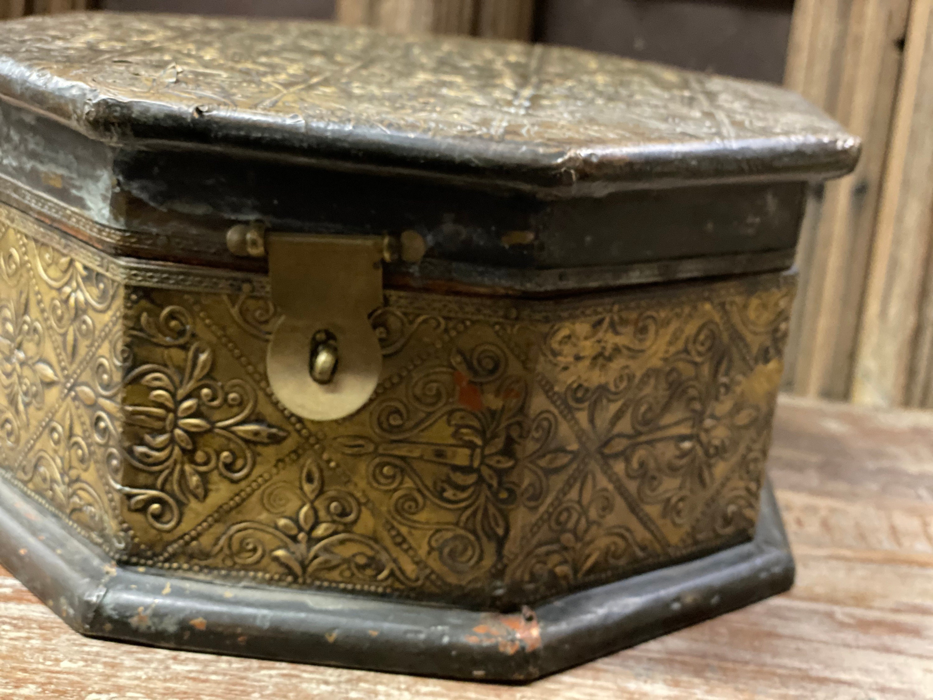 Golden Handmade Indian Vintage jewelry box, jewelry box, Indian box