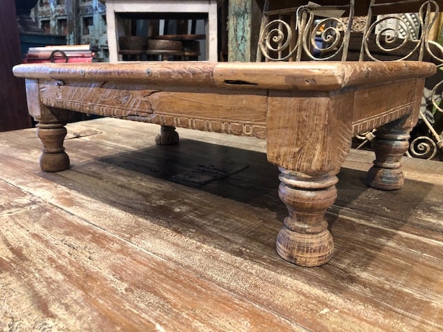 Vintage Low Wooden Bajot, vintage low table, wooden ...