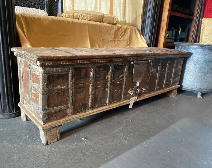 Vintage Hand Crafted Trunk Chest, Coffee Table, Blanket Box, Under a