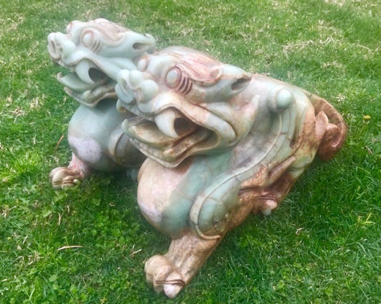 jade foo dog statues