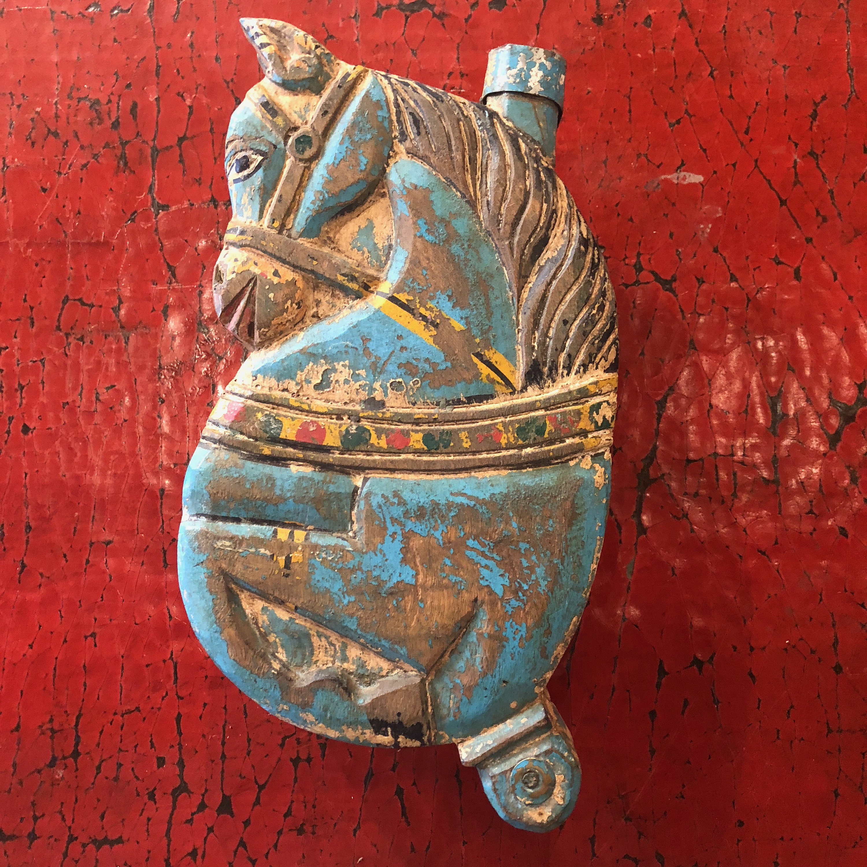 Vintage Wooden Indian Horse Tikka box, decorative old tikka  Antique  Indian Wooden Tikka Box main image 0