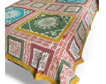 Indian vintage  Bedspread, Cotton bed cover, patchwork throw, Wall Hanging