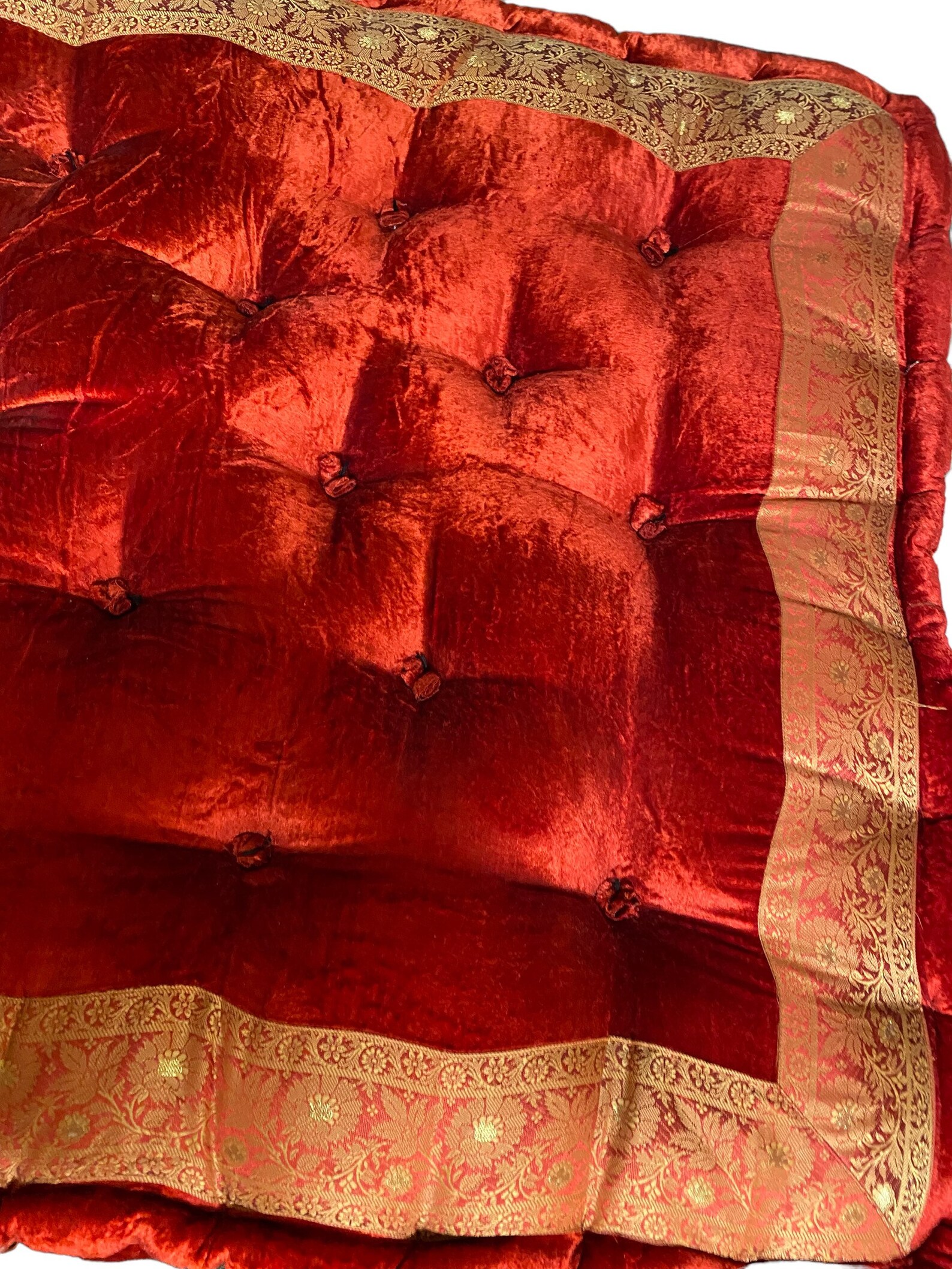 Red Velvet Fabric Floor Sitting Cushion Floor Cushion Tufted - Etsy