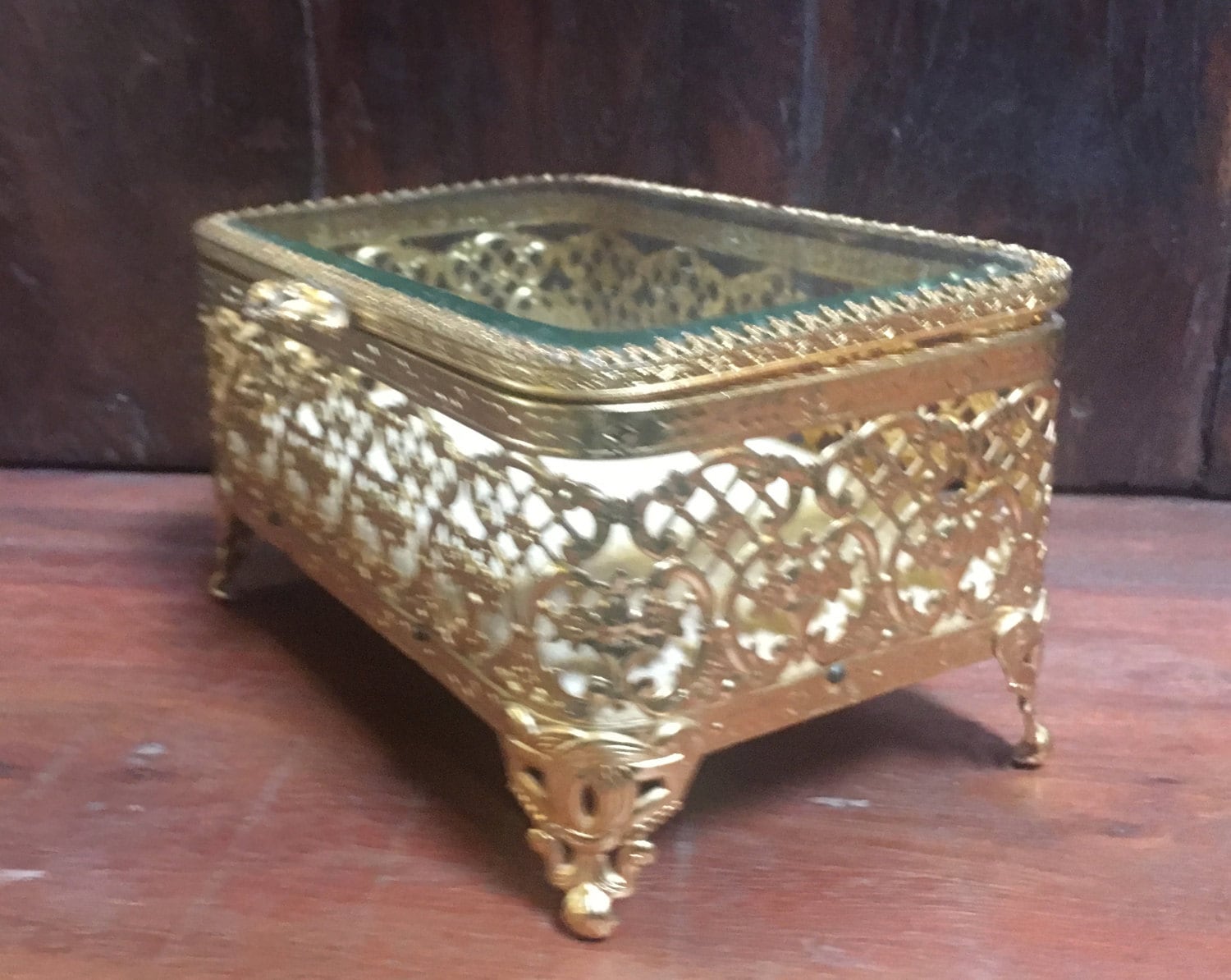 Antique Brass Jewelry Box