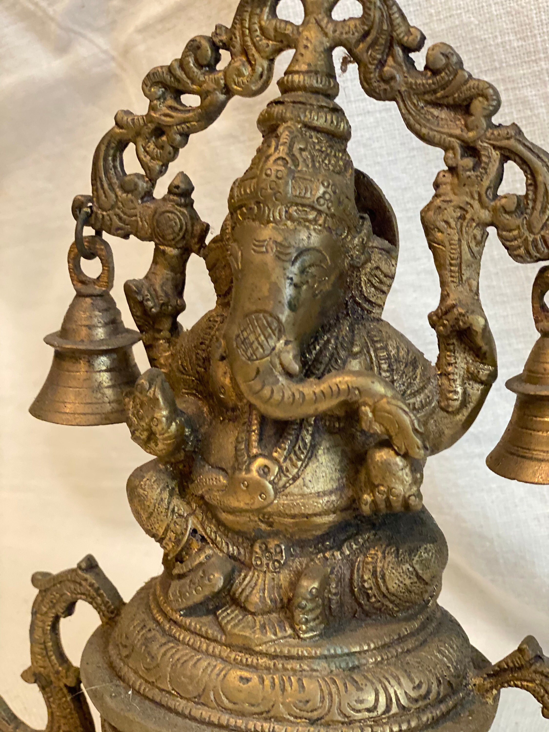 Vintage Brass Ganesh carving, Ganesh on lotus, Brass, home decor, Brass