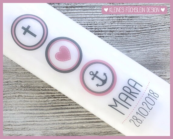 Diy Taufkerze Glaube Liebe Hoffnung Folie Zum Selbst Auftragen Taufkerze Mädchen