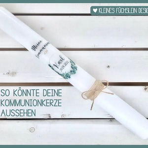 Folie für Kommunionkerze Eukalyptuskranz, Fisch, Kerzentattoo, Kerzensticker, Deko, Tattoofolie für Kerzen, A4, Kommunionkerze basteln, DIY Bild 2